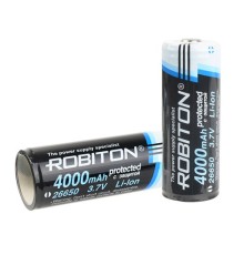 Аккумулятор 26650 Robiton Li26650 4000мАч с защитой PK1, 13010