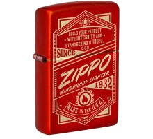 Зажигалка ZIPPO Classic с покрытием Metallic Red, латунь/сталь, красная, 38x13x57 мм