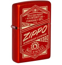 Зажигалка ZIPPO Classic с покрытием Metallic Red, латунь/сталь, красная, 38x13x57 мм