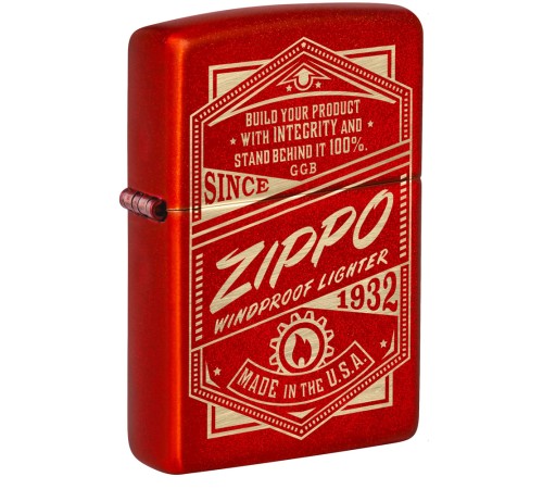 Зажигалка ZIPPO Classic с покрытием Metallic Red, латунь/сталь, красная, 38x13x57 мм