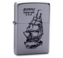 Зажигалка ZIPPO Boat-Zippo, с покрытием Satin Chrome™, латунь/сталь, серебристая, 38x13x57 мм