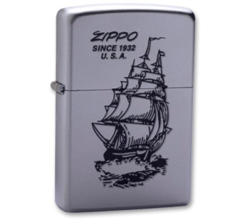 Зажигалка ZIPPO Boat-Zippo, с покрытием Satin Chrome™, латунь/сталь, серебристая, 38x13x57 мм