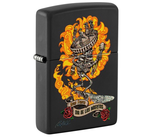 Зажигалка ZIPPO Rick Rietveld с покрытием Black Matte, латунь/сталь, черная, матовая, 38x13x57 мм