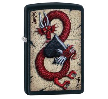 Зажигалка ZIPPO Dragon Ace с покрытием Black Matte, латунь/сталь, чёрная, матовая, 38x13x57 мм