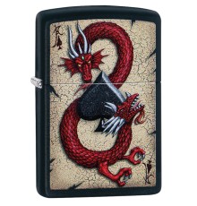 Зажигалка ZIPPO Dragon Ace с покрытием Black Matte, латунь/сталь, чёрная, матовая, 38x13x57 мм