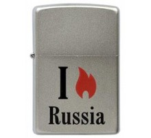 Зажигалка ZIPPO Flame Russia, с покрытием Satin Chrome™, латунь/сталь, серебристая, 38x13x57 мм