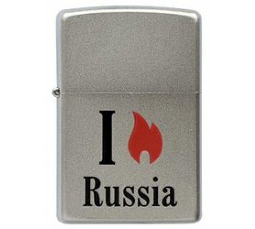 Зажигалка ZIPPO Flame Russia, с покрытием Satin Chrome™, латунь/сталь, серебристая, 38x13x57 мм