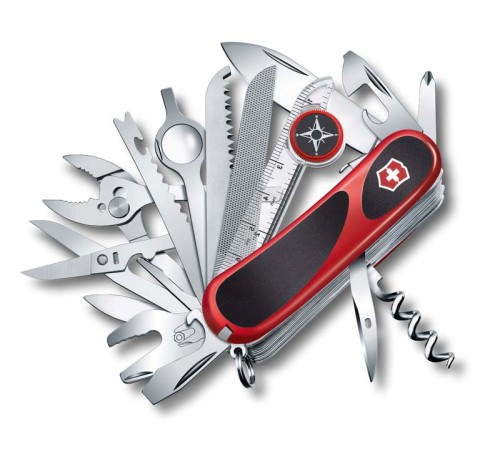 Нож перочинный VICTORINOX EvoGrip S54, 85 мм, 32 функции, с фиксатором лезвия, красный/чёрный