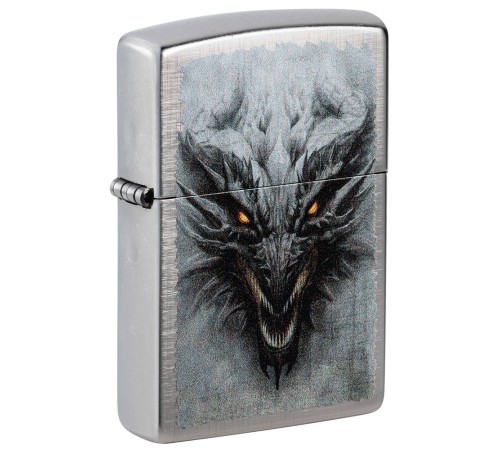 Зажигалка ZIPPO Dragon Design с покрытием Linen Weave, латунь/сталь, серебристая, 38x13x57 мм