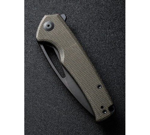 Складной нож SENCUT Mims 9Cr18MoV Steel Black Stonewashed Handle Dark Green Canvas Micarta