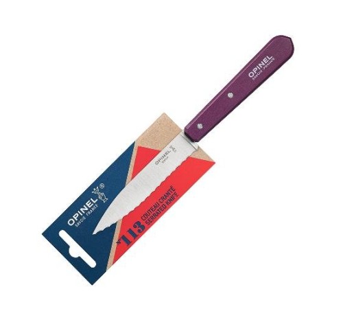 Нож столовый Opinel №113, деревянная рукоять, блистер, нержавеющая сталь, сливовый 001919