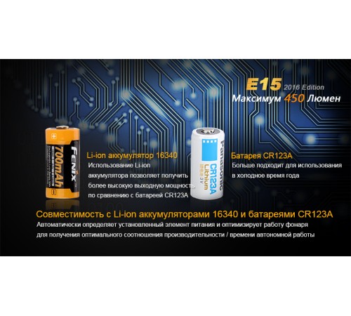 Фонарь Fenix E15 Cree XP-G2 (R5) LED (2016), E152016