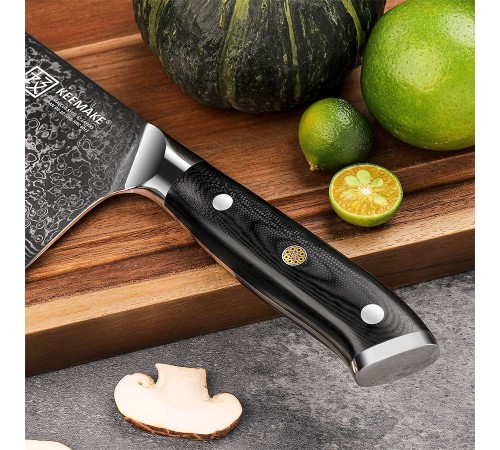 Нож из дамасской стали для мяса Keemake 7 Inch Cleaver Knife, черный