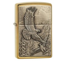 Зажигалка ZIPPO Eagles, с покрытием Brushed Brass, латунь/сталь, золотистая, матовая, 38x13x57 мм