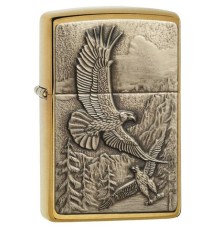 Зажигалка ZIPPO Eagles, с покрытием Brushed Brass, латунь/сталь, золотистая, матовая, 38x13x57 мм