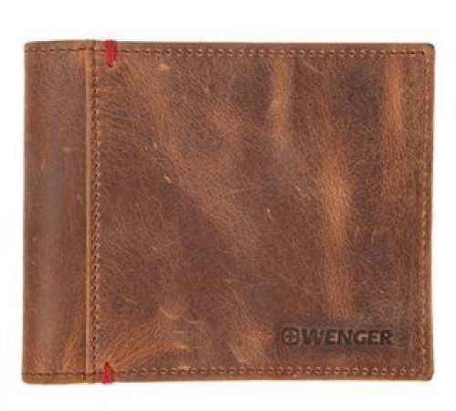 Портмоне WENGER, коричневый, коровья кожа, 11х9 см