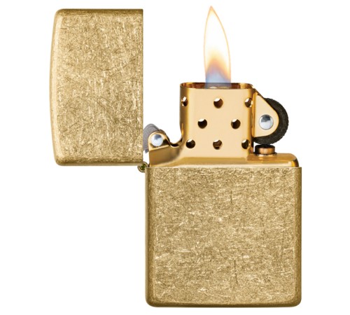 Зажигалка ZIPPO Classic с покрытием Tumbled Brass, латунь/сталь, золотистая, матовая, 38x13x57 мм