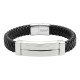 Браслет ZIPPO Steel Bar Braided Leather Bracelet, чёрный, натуральная кожа/нержавеющая сталь, 20 см
