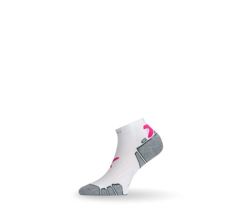 Носки Lasting RUN 004, microfiber+polypropylene, белый с пурпурной полоской, размер S , RUN004S