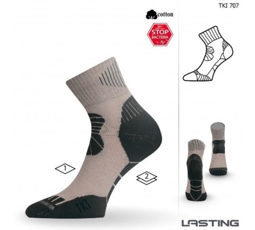 Носки Lasting TKI 707, cotton+polypropylene, бежевый/черный, размер L , TKI707L