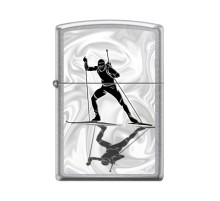 Зажигалка ZIPPO Биатлонист с покрытием Street Chrome™, латунь/сталь, серебристая, 38x13x57 мм