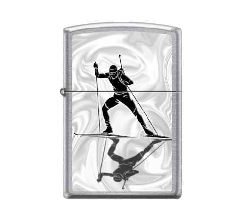 Зажигалка ZIPPO Биатлонист с покрытием Street Chrome™, латунь/сталь, серебристая, 38x13x57 мм