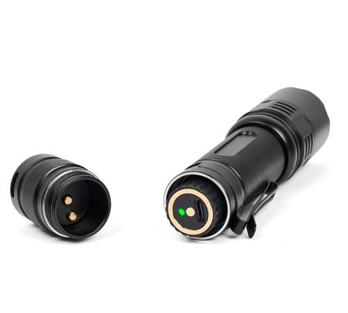 Ручной фонарь SKYWOODS TACTIC, 1800 люмен, USB-Type C, холодный свет, IP67