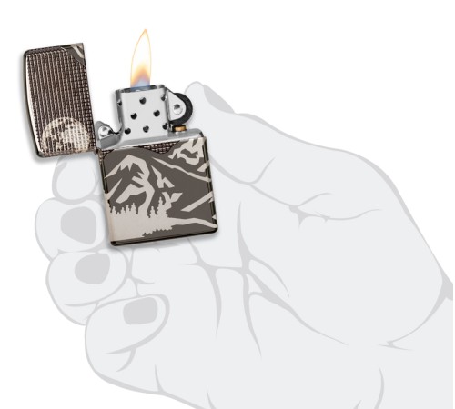 Зажигалка ZIPPO Armor™ с покрытием High Polish Black Ice®, латунь/сталь, чёрная, 38x13x57 мм