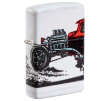 Зажигалка ZIPPO Hot Rod Design с покрытием 540 Matte, латунь/сталь, белая, матовая, 38x13x57 мм