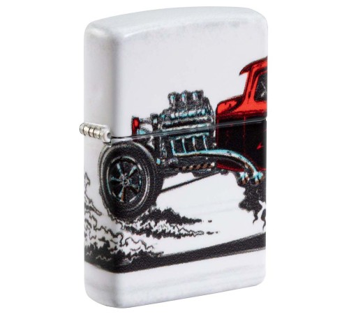 Зажигалка ZIPPO Hot Rod Design с покрытием 540 Matte, латунь/сталь, белая, матовая, 38x13x57 мм