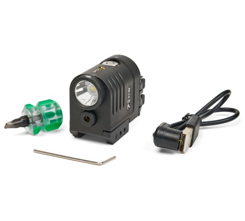 Фонарь подствольный пистолетный SKYWOODS RACCOON LASER, 360 люмен, ЛЦУ красный
