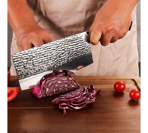 Нож из дамасской стали для мяса Keemake 7 Inch Cleaver Knife, синий