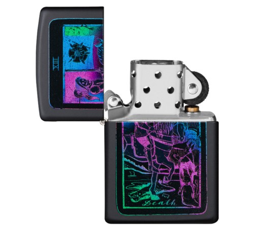 Зажигалка ZIPPO Tarot Card с покрытием Black Matte, латунь/сталь, чёрная, матовая, 38x13x57 мм