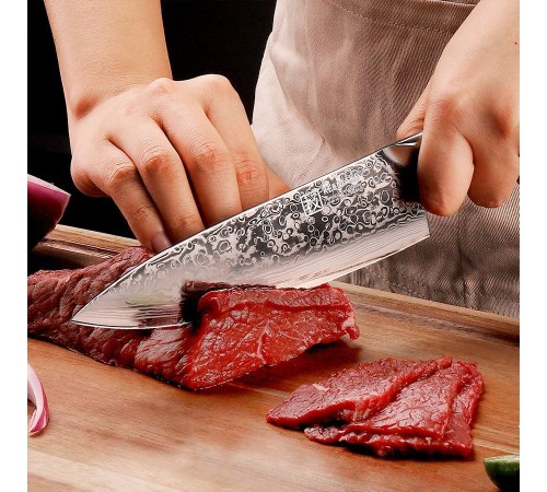 Нож шеф-повара из дамасской стали Keemake 6,5 Inch Chef Knife Phoenix, бежевый