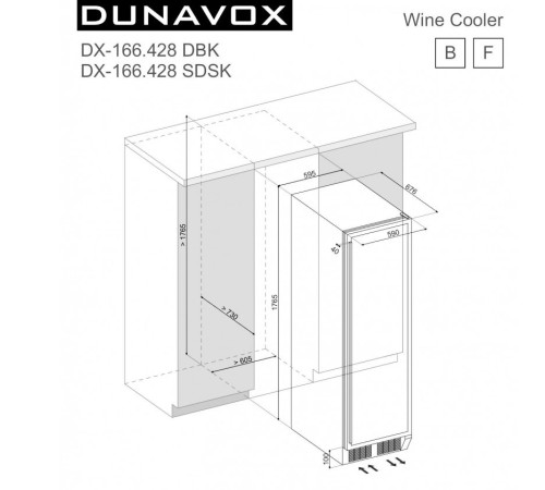 Винный шкаф компрессорный Dunavox DX-166.428DBK