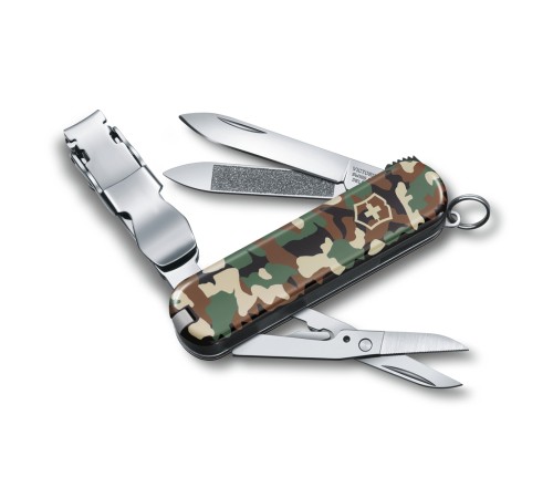 Нож-брелок VICTORINOX NailClip 580, 65 мм, 8 функций, зелёный камуфляж