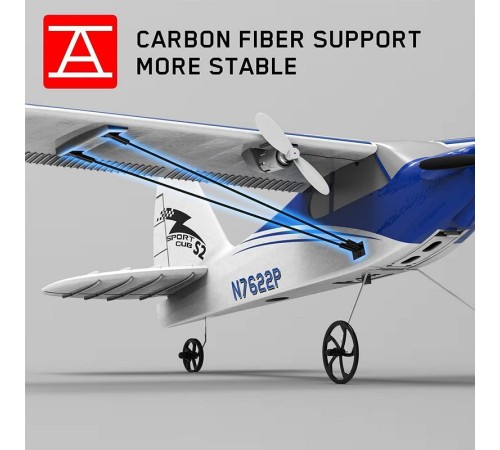 Радиоуправляемый самолет Volantex RC Sport Cub 400мм (синий) 2.4G 2ch LiPo RTF with Gyro