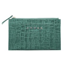 Клатч мини Cross Bebe Coco, кожа наппа фактурная, цвет зелёный/рыжий, 21 х 15 х 1 см