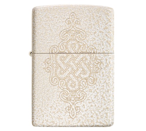 Зажигалка ZIPPO Lucky Knot Design с покрытием Mercury Glass, латунь/сталь, бежевая, 38x13x57 мм