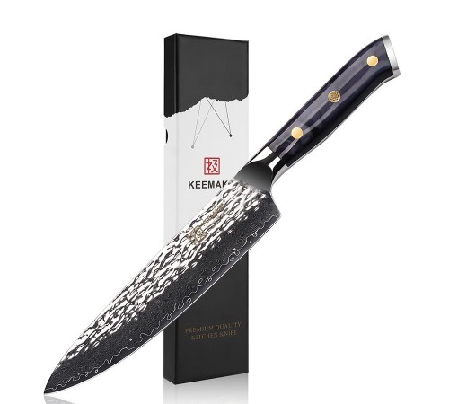 Нож шеф-повара из дамасской стали Keemake 8 Inch Chef Knife, синий