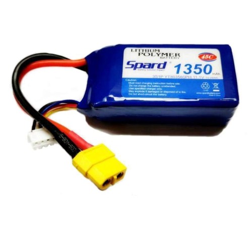 Аккумулятор Li-Po Spard 1350mAh, 11,1V, 45C, XT60