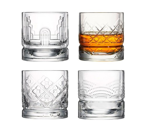 Набор из 4 стаканов с разным рельефом La Rochere Dandy Old Fashion