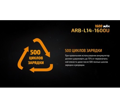 Аккумулятор 14500 Fenix 1600U mAh с разъемом для USB, ARB-L14-1600U