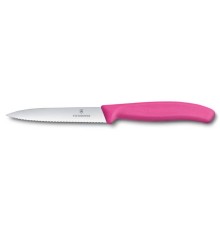 Нож для овощей VICTORINOX SwissClassic, лезвие 10 см с волнистой заточкой, розовый