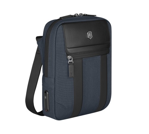 Сумка через плечо VICTORINOX Architecture Urban 2 Crossbody Bag,синий, полиэстер/кожа, 9x22x28 см,6л