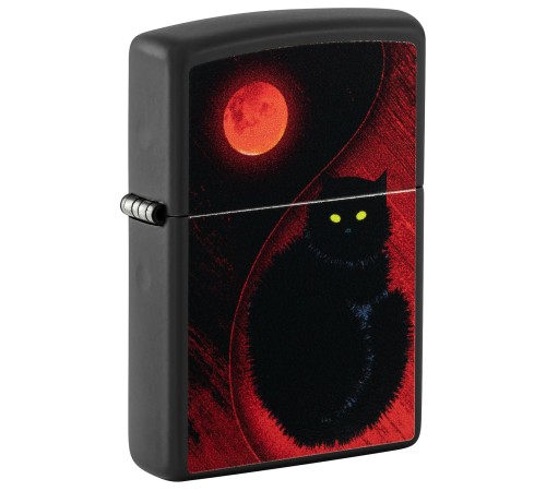 Зажигалка ZIPPO Black Cat с покрытием Black Matte, латунь/сталь, черная, матовая, 38x13x57 мм