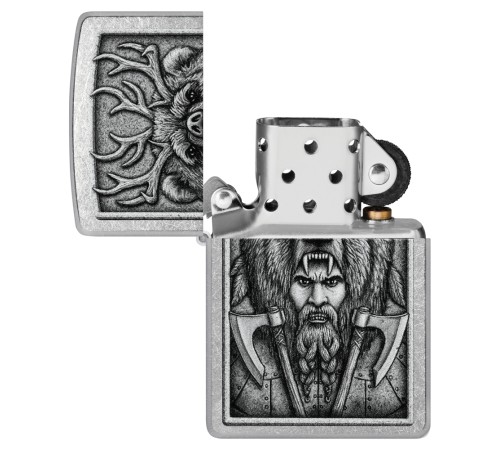 Зажигалка ZIPPO Barbarian Design с покрытием Street Chrome, латунь/сталь, серебристая, 38x13x57 мм