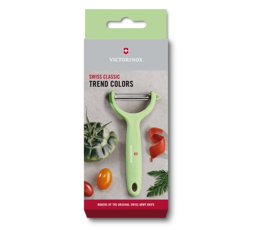 Нож для чистки томатов и киви VICTORINOX, двусторонее зубчатое лезвие, салатовая рукоять