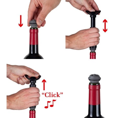 Вакуумный насос для вина Vacu Vin Black + 4 пробки
