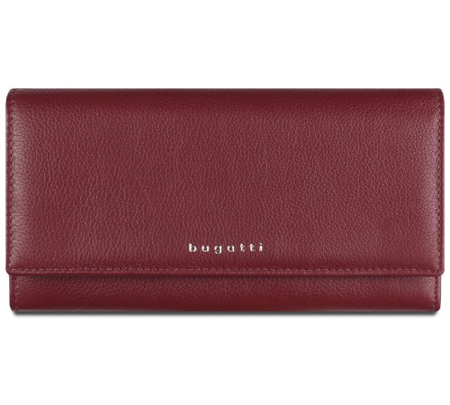 Кошелёк женский BUGATTI Lady Top, красный, натуральная воловья кожа, 20х2,5х10,5 см